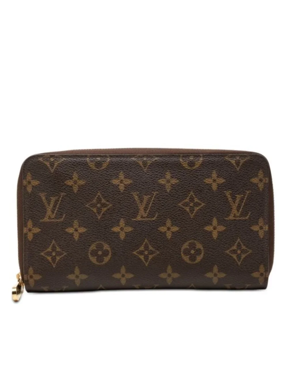 Louis Vuitton Monogram Zippy Organizer Zip Around Wallet Brown Leather